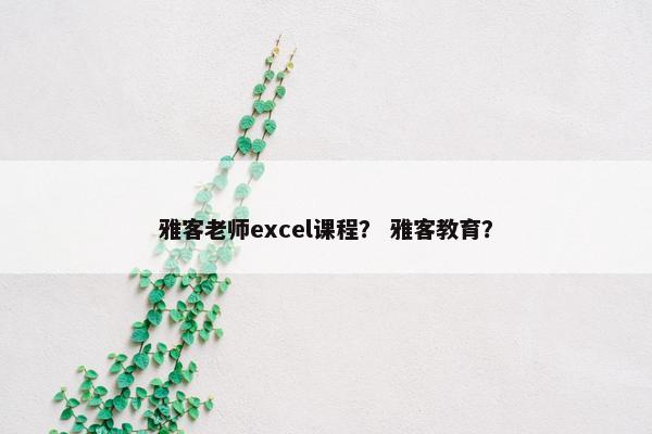 雅客老师excel课程？ 雅客教育？