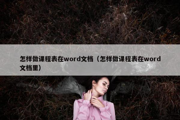 怎样做课程表在word文档（怎样做课程表在word文档里）