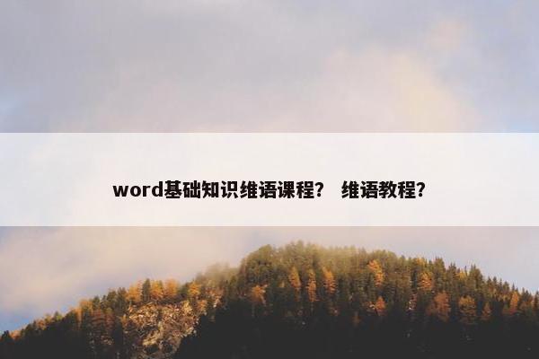 word基础知识维语课程？ 维语教程？
