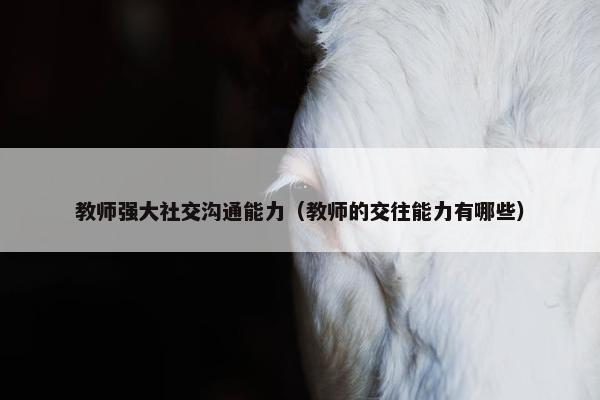 教师强大社交沟通能力（教师的交往能力有哪些）