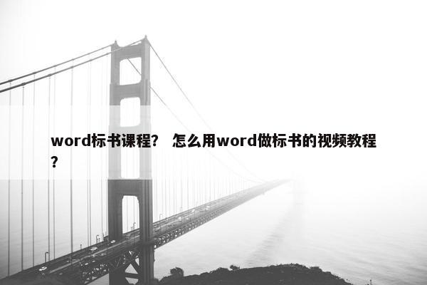 word标书课程？ 怎么用word做标书的视频教程？