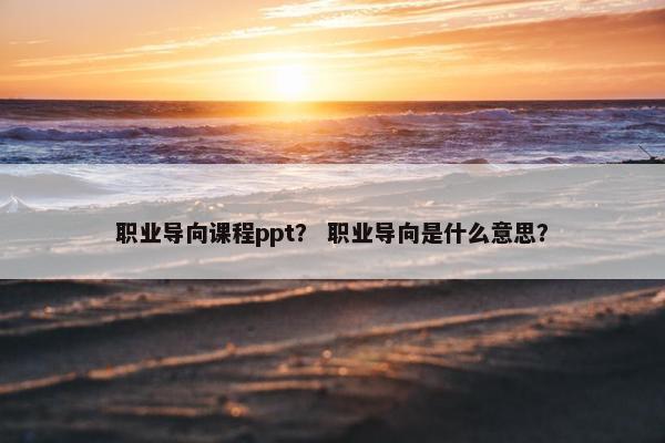 职业导向课程ppt？ 职业导向是什么意思？