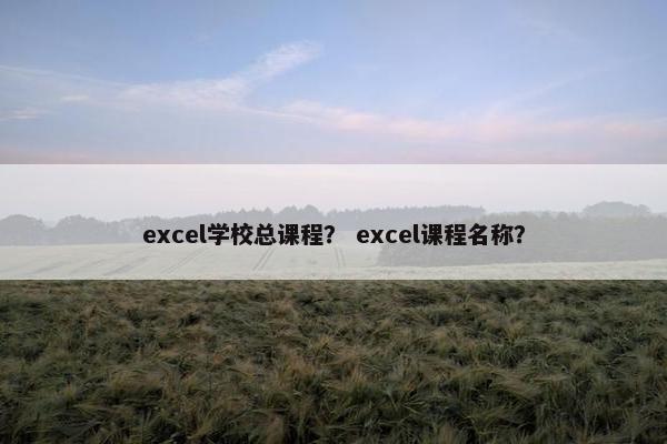 excel学校总课程？ excel课程名称？
