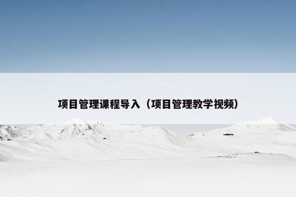 项目管理课程导入（项目管理教学视频）