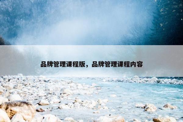 品牌管理课程版，品牌管理课程内容