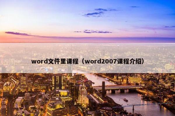 word文件里课程（word2007课程介绍）