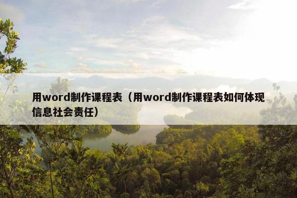 用word制作课程表（用word制作课程表如何体现信息社会责任）