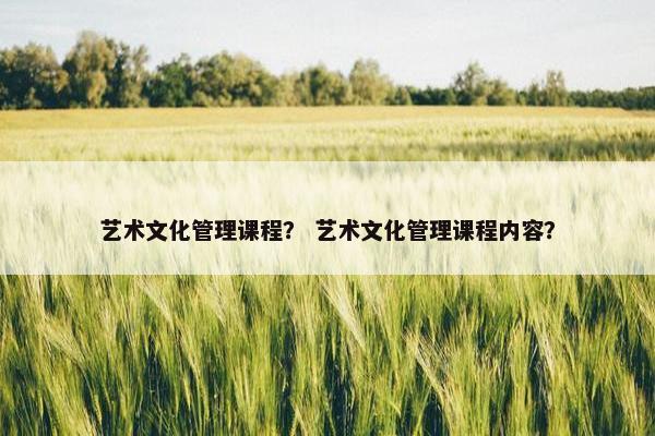 艺术文化管理课程？ 艺术文化管理课程内容？