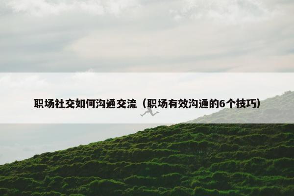职场社交如何沟通交流（职场有效沟通的6个技巧）