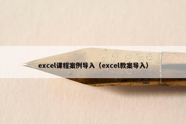 excel课程案例导入（excel教案导入）