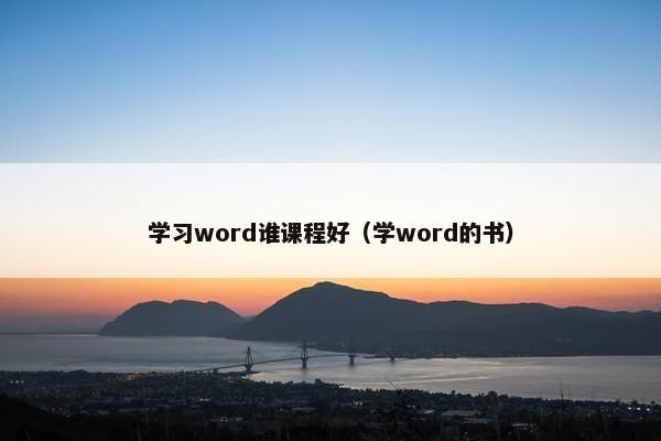 学习word谁课程好（学word的书）