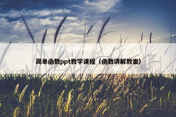 简单函数ppt教学课程（函数讲解教案）