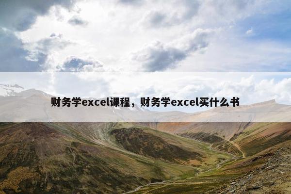 财务学excel课程，财务学excel买什么书